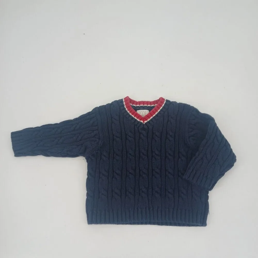Baby kids vintage GAP size 9-12 months navy blue cable knit pullover sweater